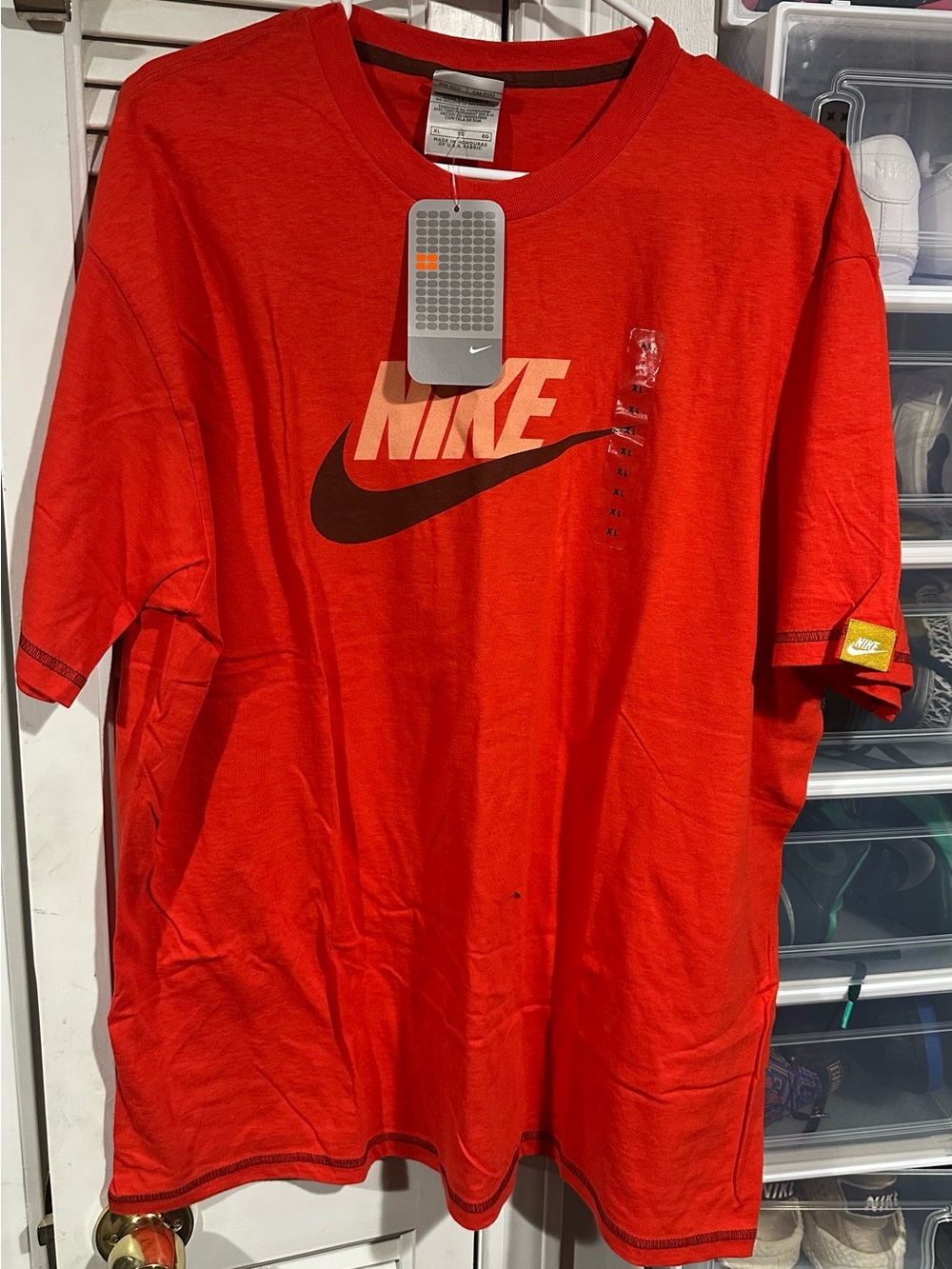 Nike Red T-Shirt with Black Swoosh Logo